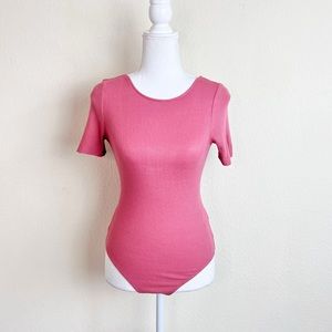 NWT Forever 21 Mauve Ribbed Honeycomb Scoop Back Bodysuit
